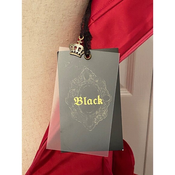 BLACK Cocktail Party Dress Sz M Ruffled Strapless Spaghetti Fuchsia Prom Fairy - Picture 13 of 16